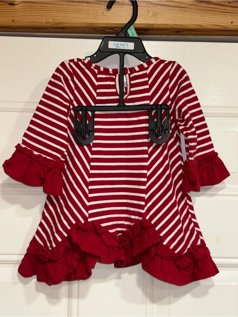 Rare Editions Red & White Striped Dress with Bow Accent